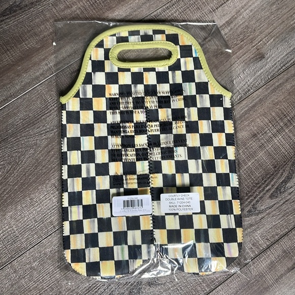 Mackenzie-Childs Courtly Check Double Wine Tote free shipping included NWT - Picture 5 of 5
